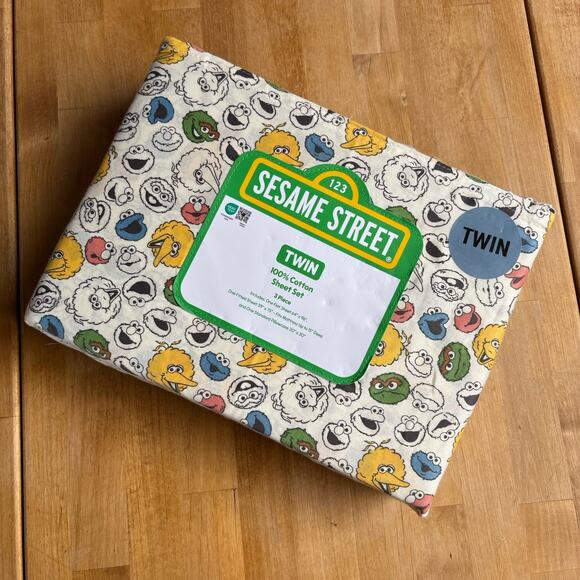 SESAME STREET Characters COTTON Twin Size Sheet Set (ELMO BERT ERNIE BIG BIRD) - Picture 2 of 4